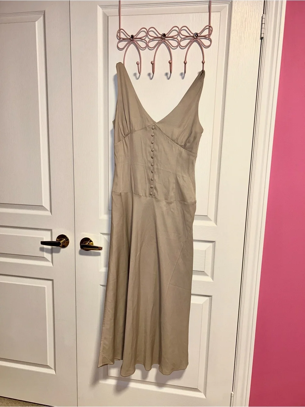 KOTN Sleeveless V-Neck Maxi Dress in Taupe - Picture 3 of 3